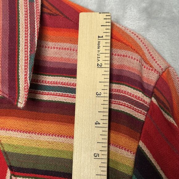 Silverado Shirt Women XL Serape Striped Western Silver Tone Button USA Cotton - Picture 13 of 14
